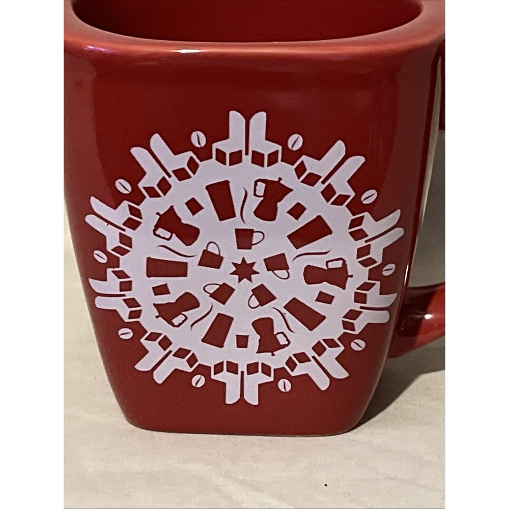 Starbucks‎ 2004 Red Christmas Snowflake Holiday Coffee Tea Cup Mug Heavy Retired - Picture 2 of 4